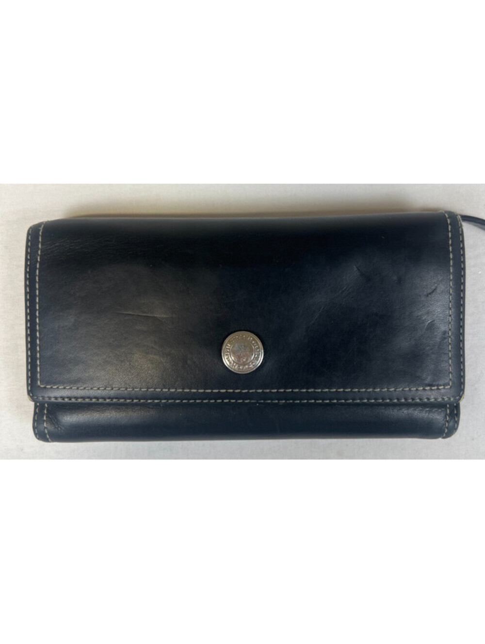Coach Women Women's Black Leather Trifold Wallet